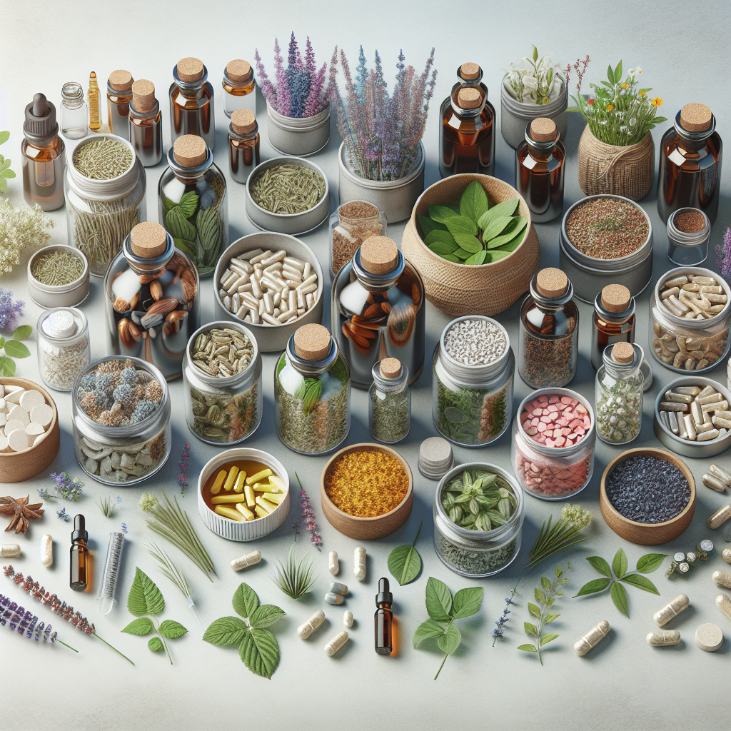 Realistic image of herbal products and supplements