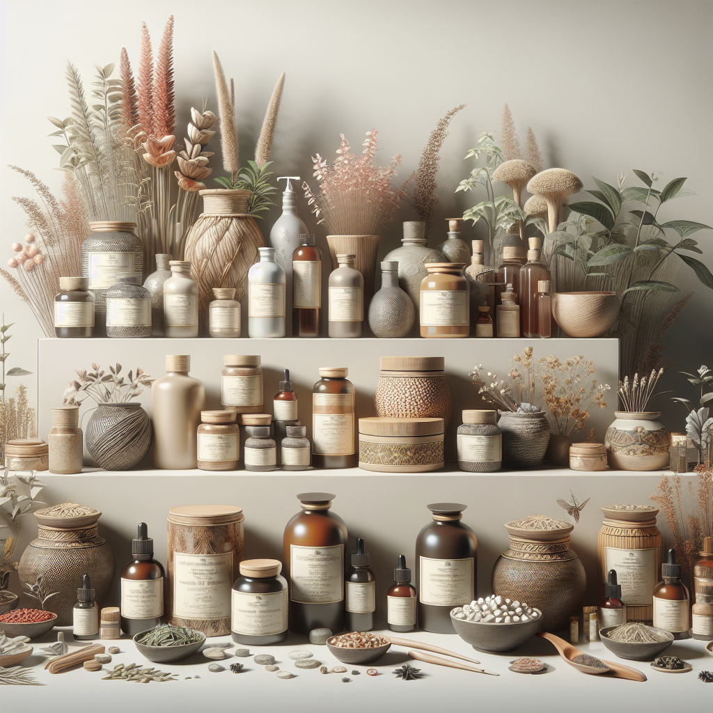 Realistic stock image of herbal products display.