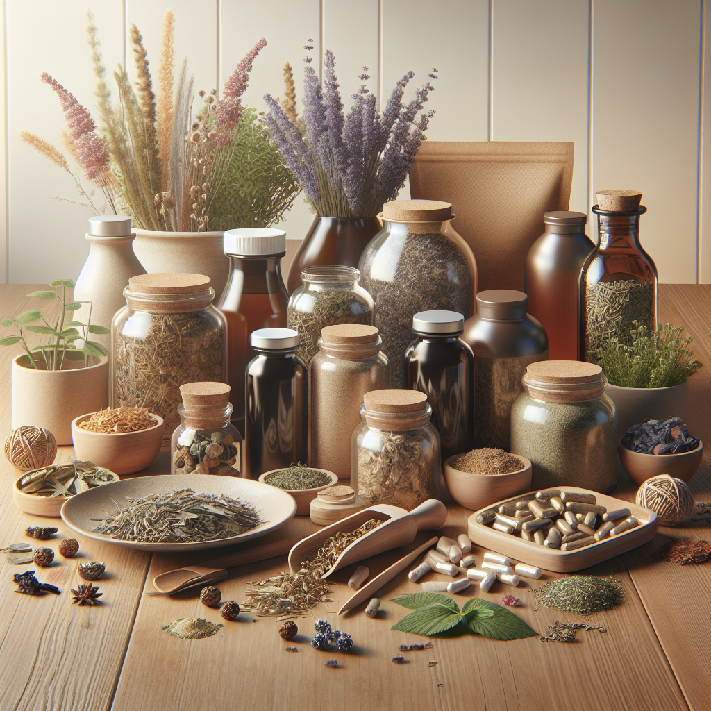 Realistic stock image of natural herbal products.