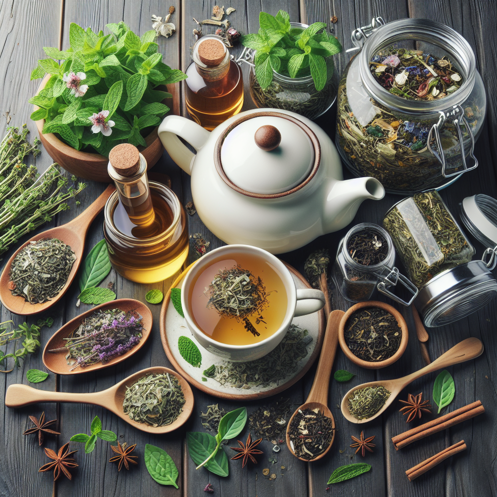 Realistic stock image of herbal tea preparation.